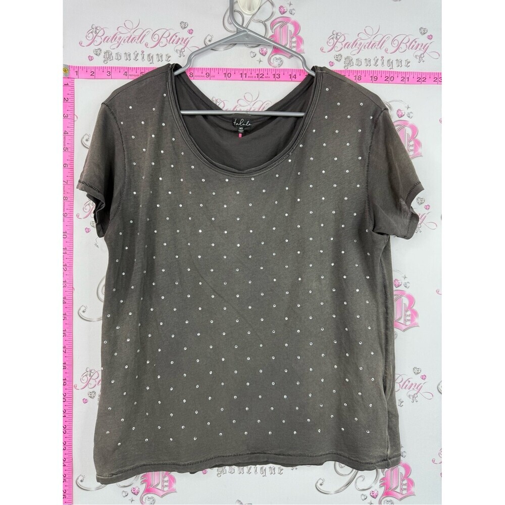 Talula shirt rhinestones y2k Short Sleeve Tee with Rhinestone Dot Detail